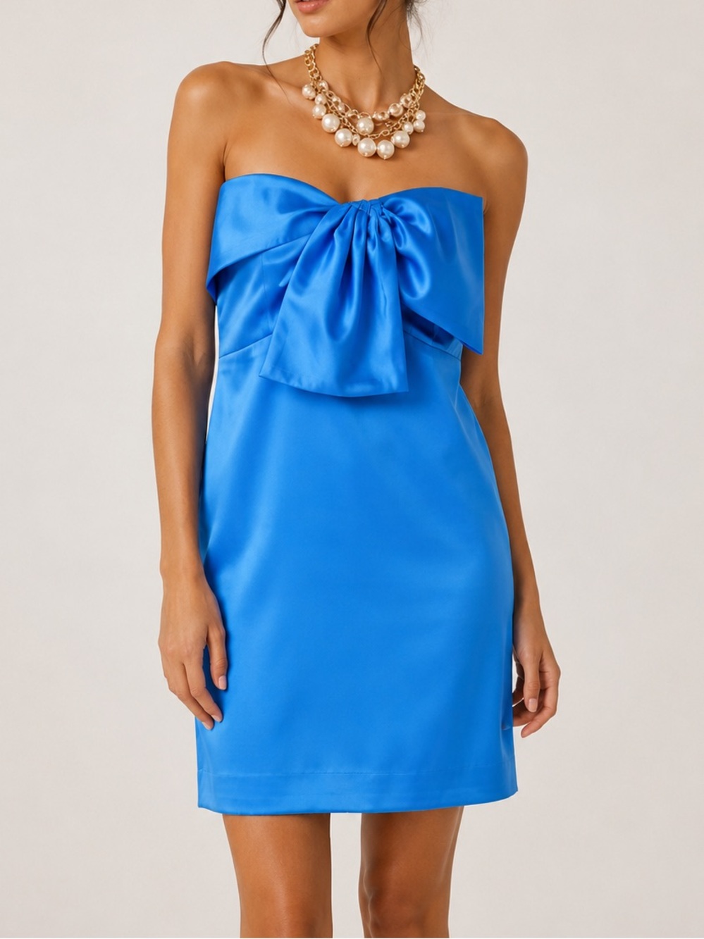 Lilly Pulitzer Carlynn Satin Bow Morelle Blue Strapless Mini Cocktail Dress